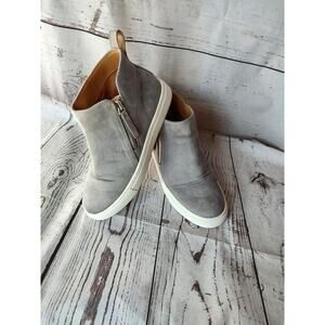 J Crew Gray Microsuede Side Zip High-Top Sneakers Size 6.5